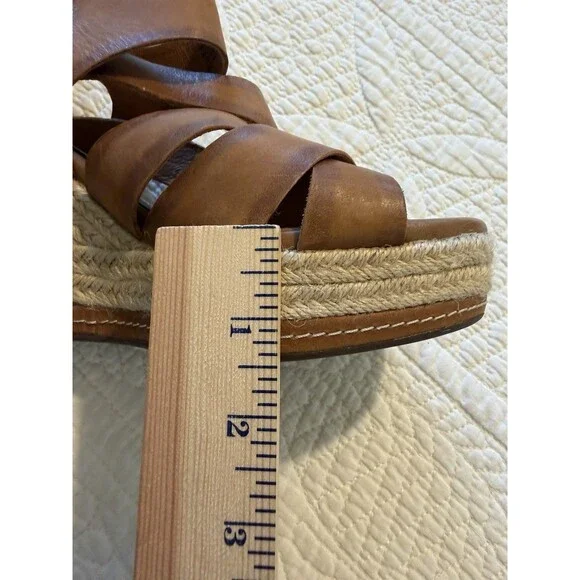 Clarks Indigo Amelia Drift Brown Wedge Jute Size 10 Sandals Espadrilles Boho - Picture 11 of 12